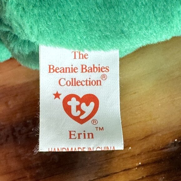 1997 TY Beanie Baby Erin Lucky Shamrock Green Bear Great Used Condition - Picture 6 of 8